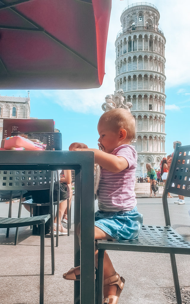 Pisa met een baby